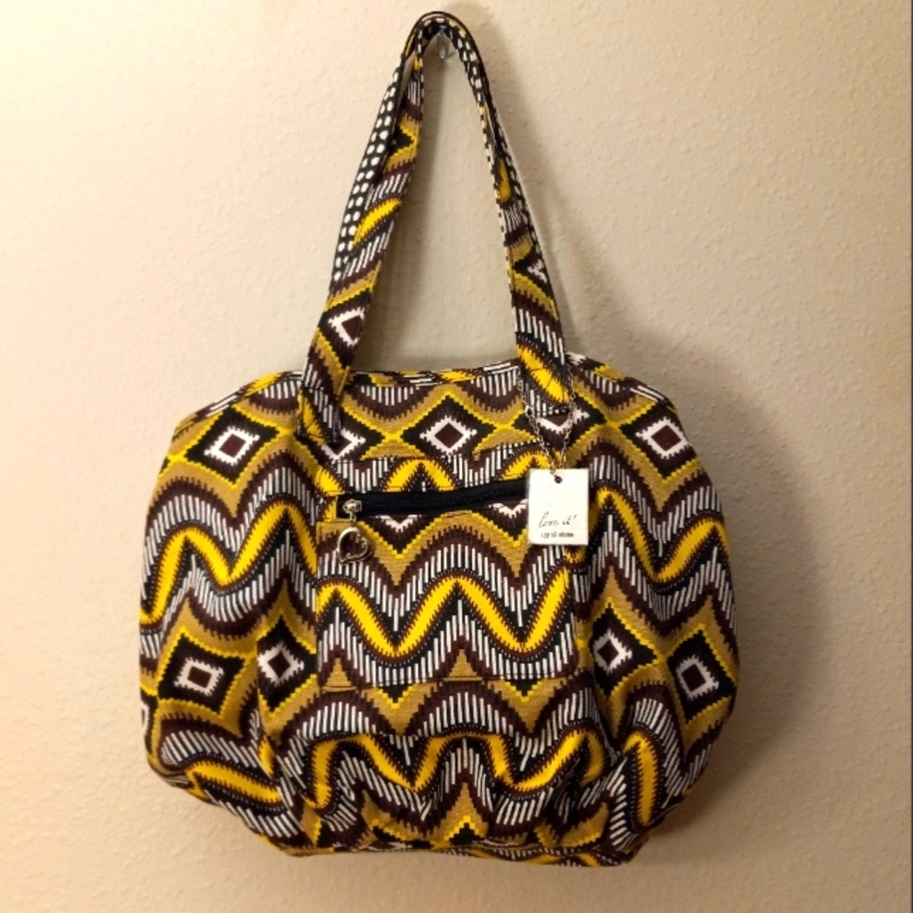 GIA AND DANI Tribal Print Bucket Bag, Reversible NWOT.